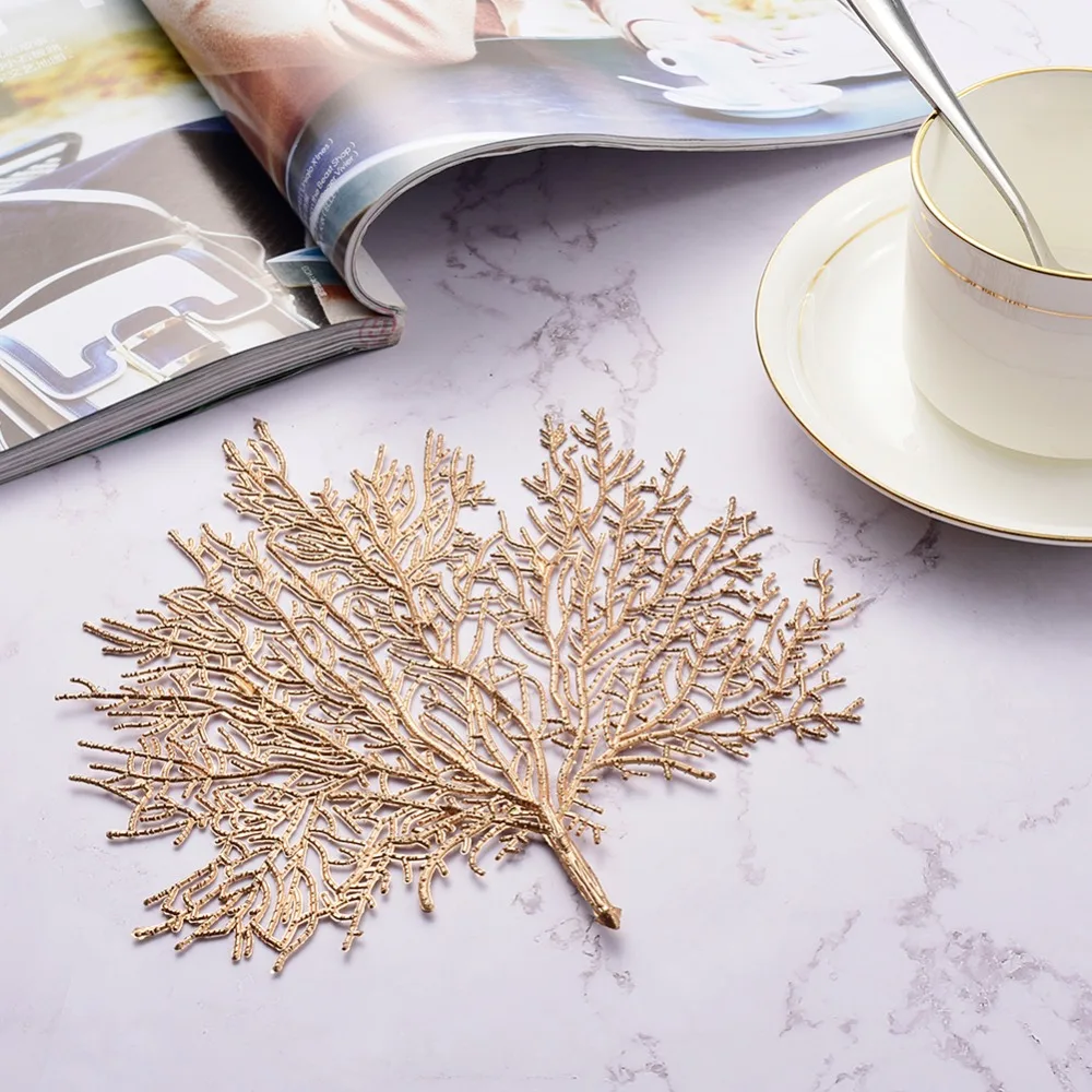 Placemat Table Mat Dining PVC Leaf Hollow Waterproof Heat Insulation Non Slip Placemats Bowl Chic Creative Coaster | Дом и сад