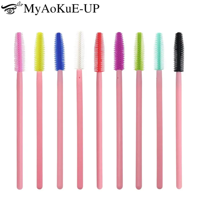 

Pink Silicone 200pcs Makeup Eyelashes Mascara Brushes Wands Eyebrow Brush Mascara Applicator Wand Make Up Brushes Cosmetic Tools