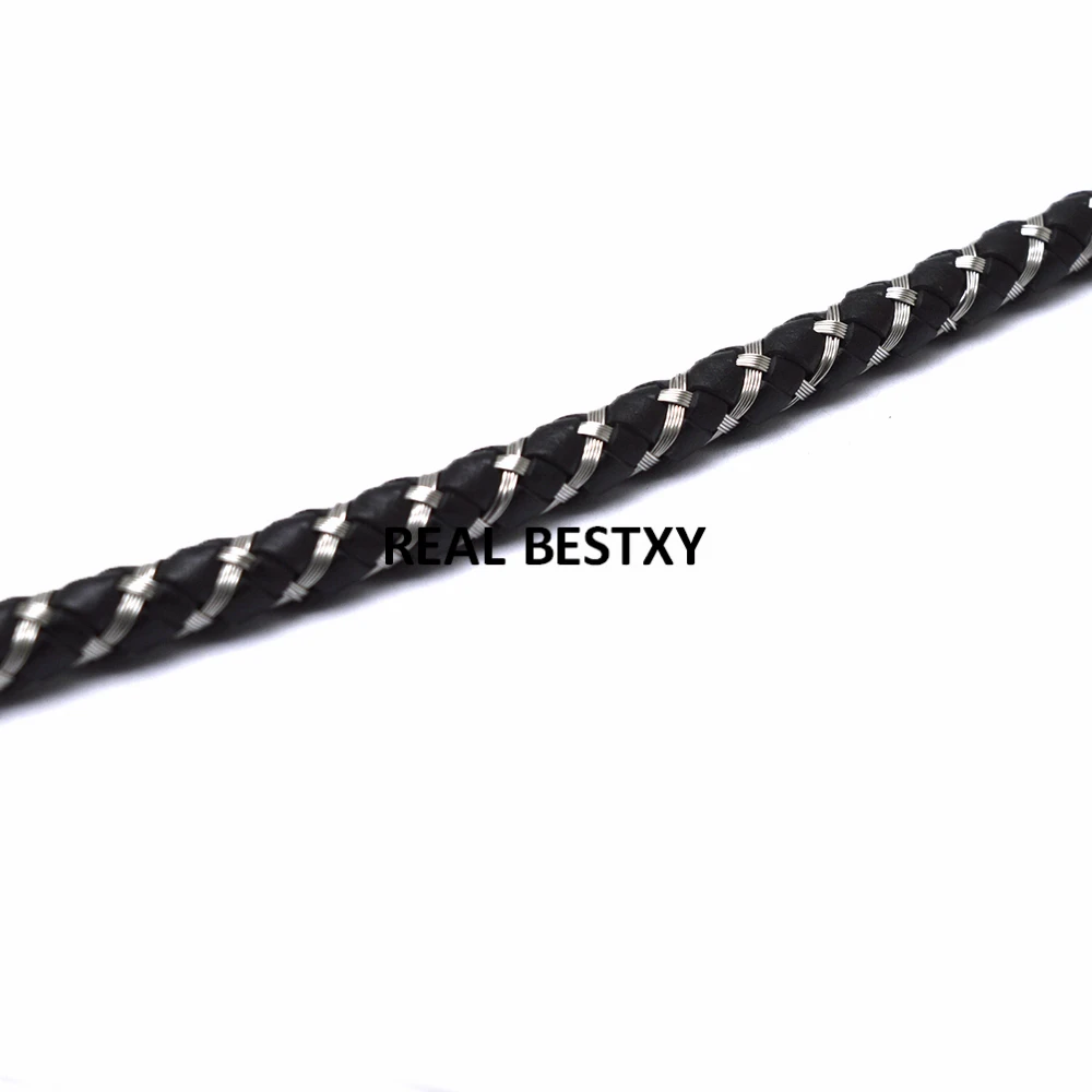 Настоящие BESTXY, приблизительно 6 мм, Кожаные Шнуры со стальной нитью, кожаные нити для изготовления браслетов, кожаный стальной шнур, сделай сам, драгоценность