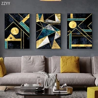 modern abstract bkack gold geometric block luxury canvas painting living room decorative pictures wall art poster for home decor
