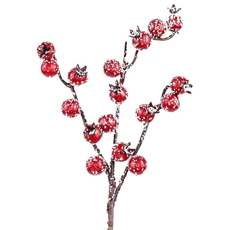 

10 шт. искусственные красные ягоды, декоративные ветки с красными ягодами, Осенние ветки, рождественские медиаторы длиной 20 см