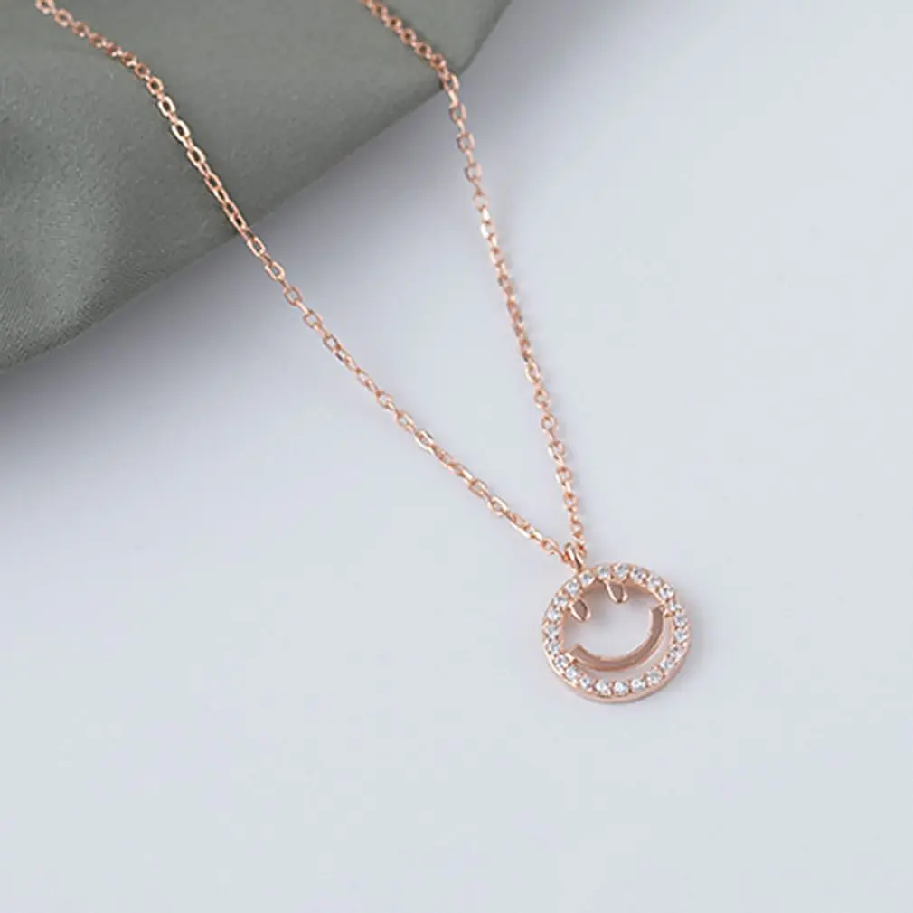 S925 Серебряное ожерелье с улыбающимся лицом гипоаллергенное для женщин подвеска