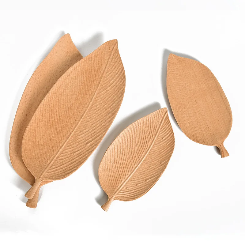 Деревянная тарелка в форме листа лотки для хранения деревянная Сковорода из бука