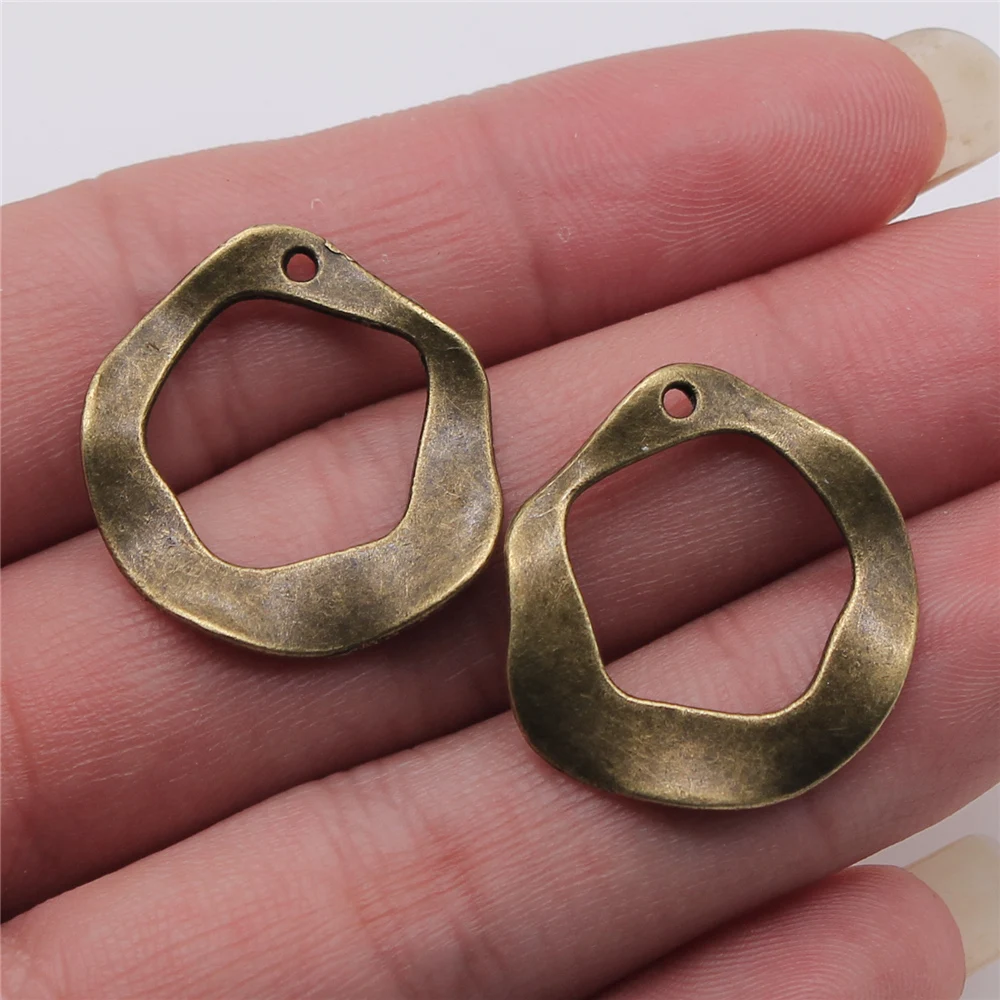 

10pcs Charms Irregular Circle For Earring Making Antique Bronze Color Alloy DIY Jewelry Making Accessories 24x25mm