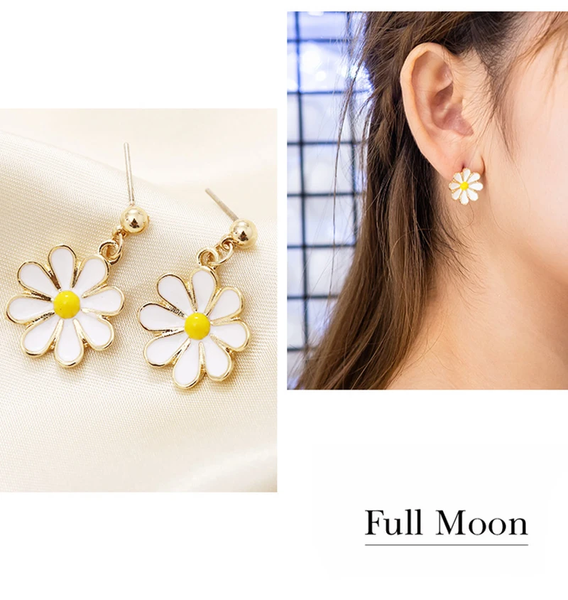 

South Korea New Style Small and Fresh Daisy Flower Ear Nail Sunflower Earring Temperament Personality Girl Contracted Earring