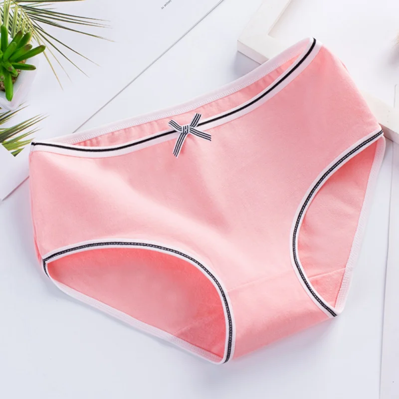 Женские трусы японские ярких цветов со средней талией однотонные хлопковые для