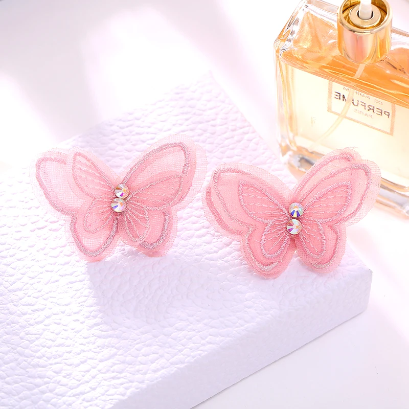 Модные трендовые Потрясающие кружевные серьги с вышивкой бабочки и цветами для