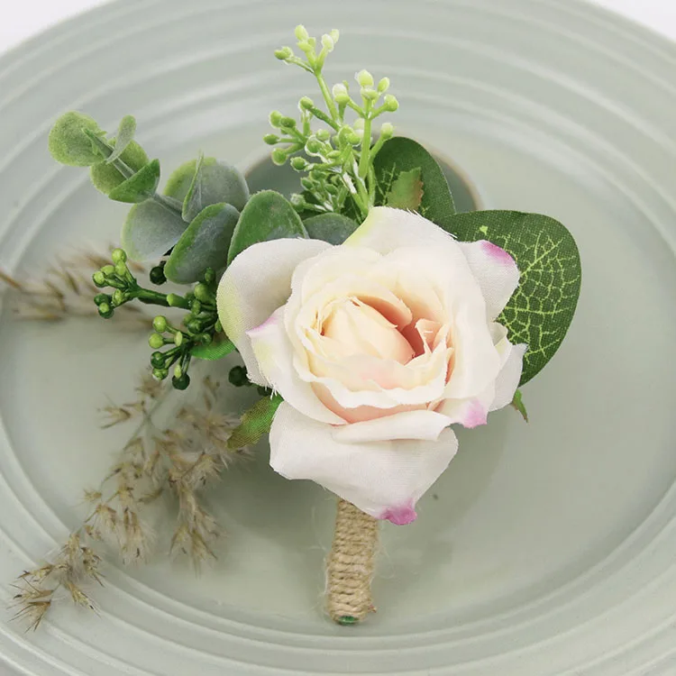 I Boutonniere YO CHO Свадебный планировщик розы Искусственный шелк цветок на запястье корсаж браслет жених бутоньерка белый свадебный для мужчин свадебные цветы - Цвет: I Boutonniere