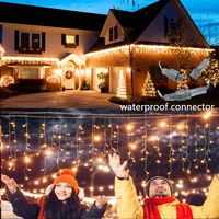 street winter garland waterproof street garland on the house icicle curtain light 3m 35m waterfall garland for fringe street