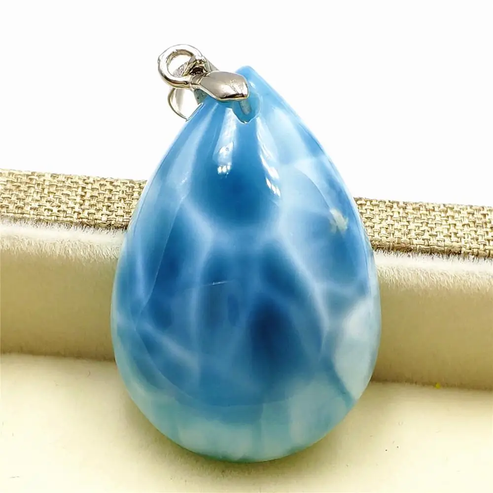 Женский и мужской кулон Larimar из натурального синего камня 31x21x8 мм Подарок на