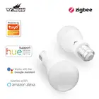 Умная Светодиодная лампа Tuya Zigbee 3,0 RGB + WC, E27, Регулируемая лампа Smartlife, голосовое управление через приложение, таймер, автоматизация Alexa, Google Home, 1-20 шт.
