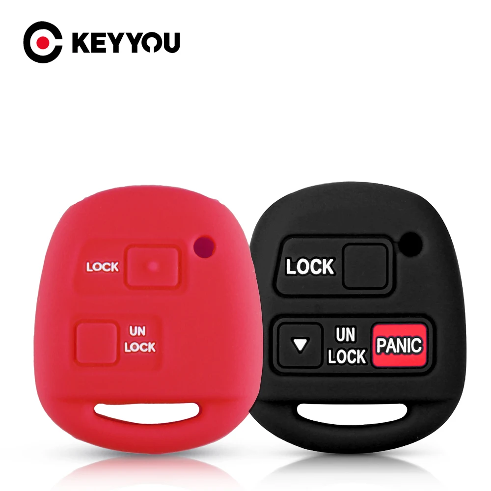 

KEYYOU 10pcs 2/3 Buttons For Toyota Land Crusier Camry Corolla For Lexus ES GS ES330 RX330 Silicone Car Key Case Protect Cover