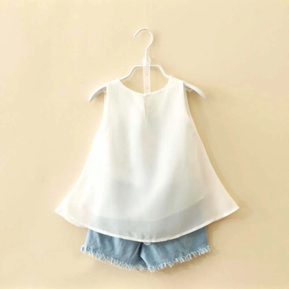 Комплекты одежды для девочек коллекция 2020 года новый Летний шифоновый жилет без