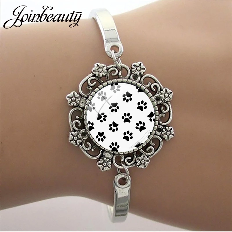 Простой браслет JOINBEAUTY с изображением собаки кошки круглая стеклянная милая