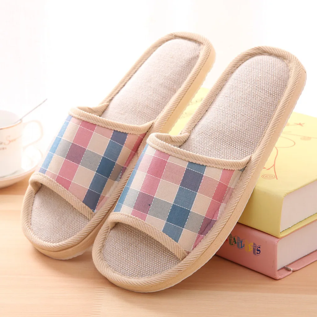 

Women's Fashion Winter Indoor Soft Plush Slippers Non-slip Casual Couples Gingham Home Slippers Indoor Floor Bedroom Flat Shoes