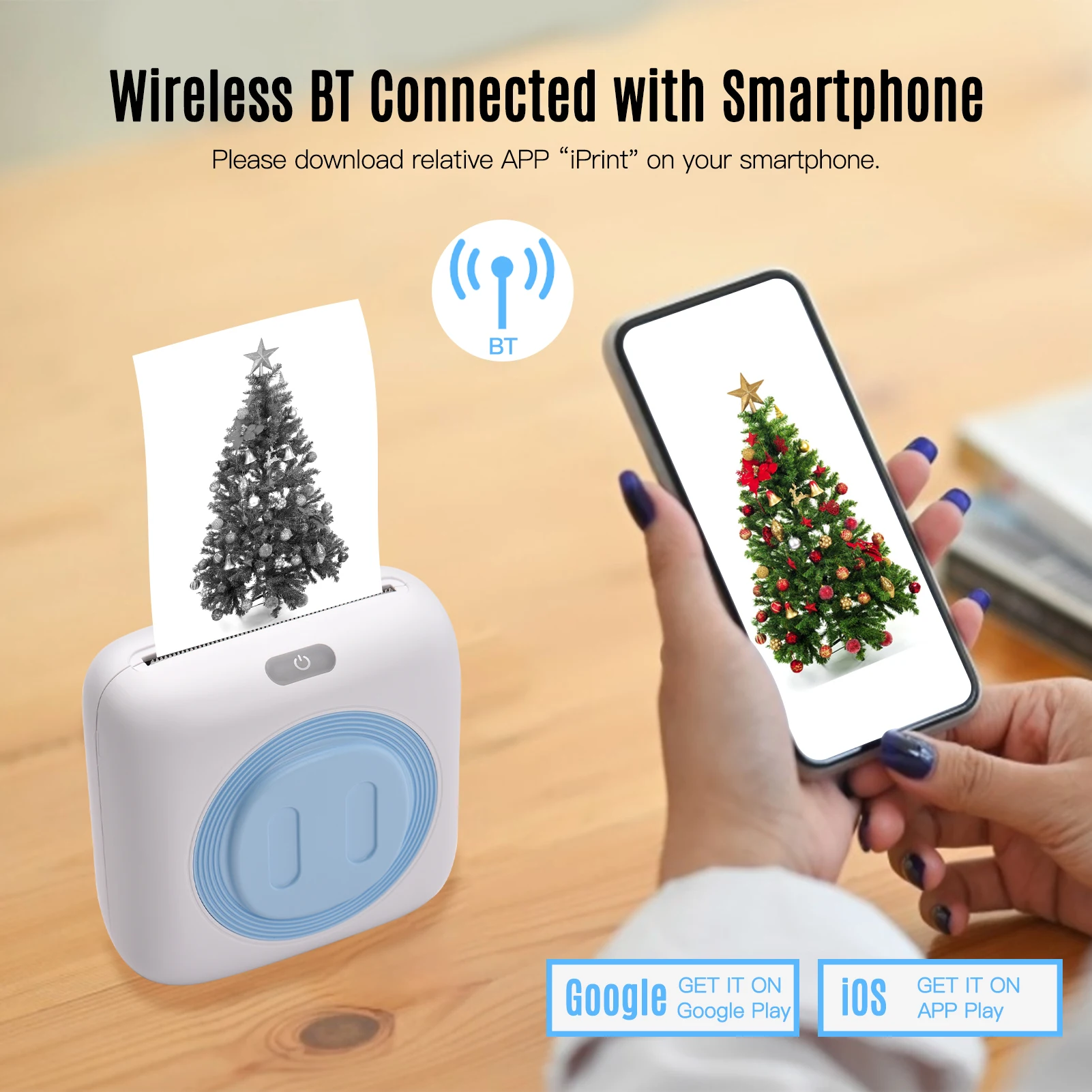 

Mini Pocket Thermal Photo Printer Portable Wireless BT Mobile Printer Label Maker for Picture Study Notes Journal Printing