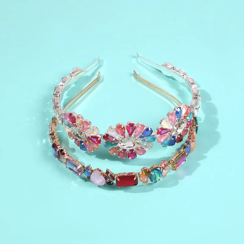 Модные Красочные Стразы Цветок ободок для волос Девушки Женщины Свадьба партии