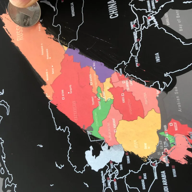 Роскошные Большие размеры Скретч Карта мира путешествия Премиум
