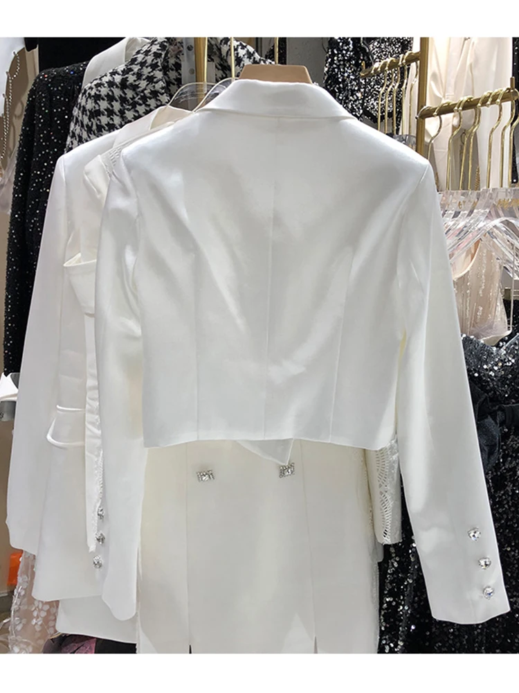 

Suit collar short coat love button two-piece suit ladies autumn new style + high waist double breasted culottes suit