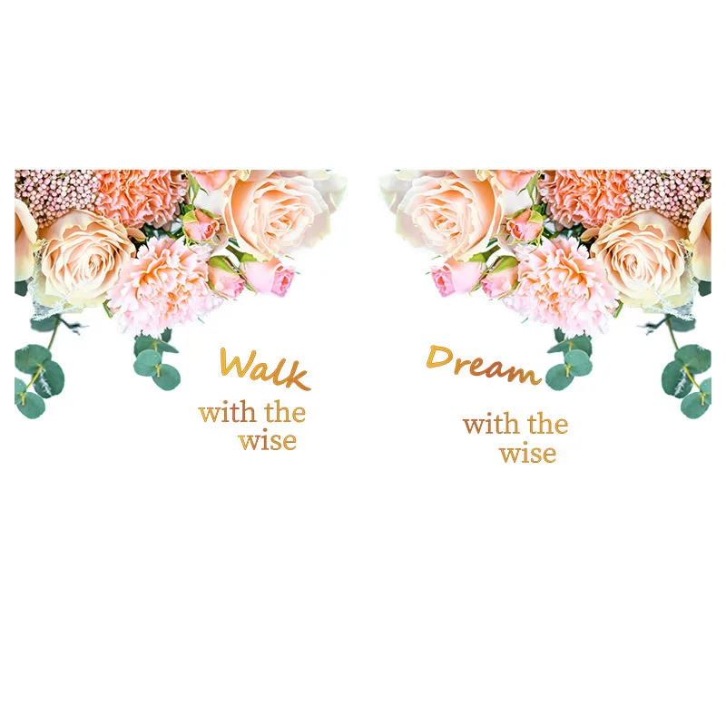 

New Chinese Wall Stickers Watercolor Pink Flowers Group Fridge Stickers Door Paste Bedroom Furniture Decal Self Adhesive Murals