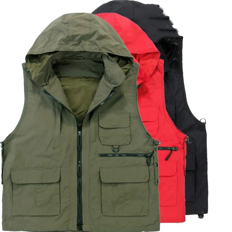 Новый жилет фотографа Быстросохнущий многокарманный стоячий воротник открытый