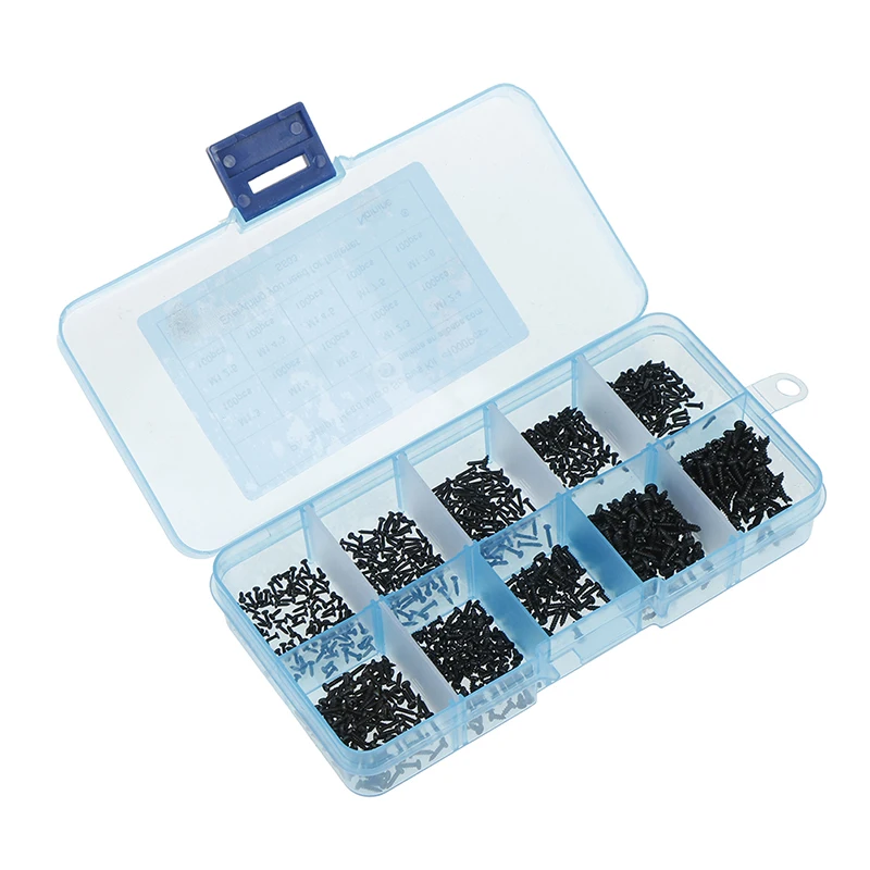 

1000Pcs/Box New Mix PA Phillips Head Micro Screws Round Head Self-tapping Electronic Small Wood Screws Kits