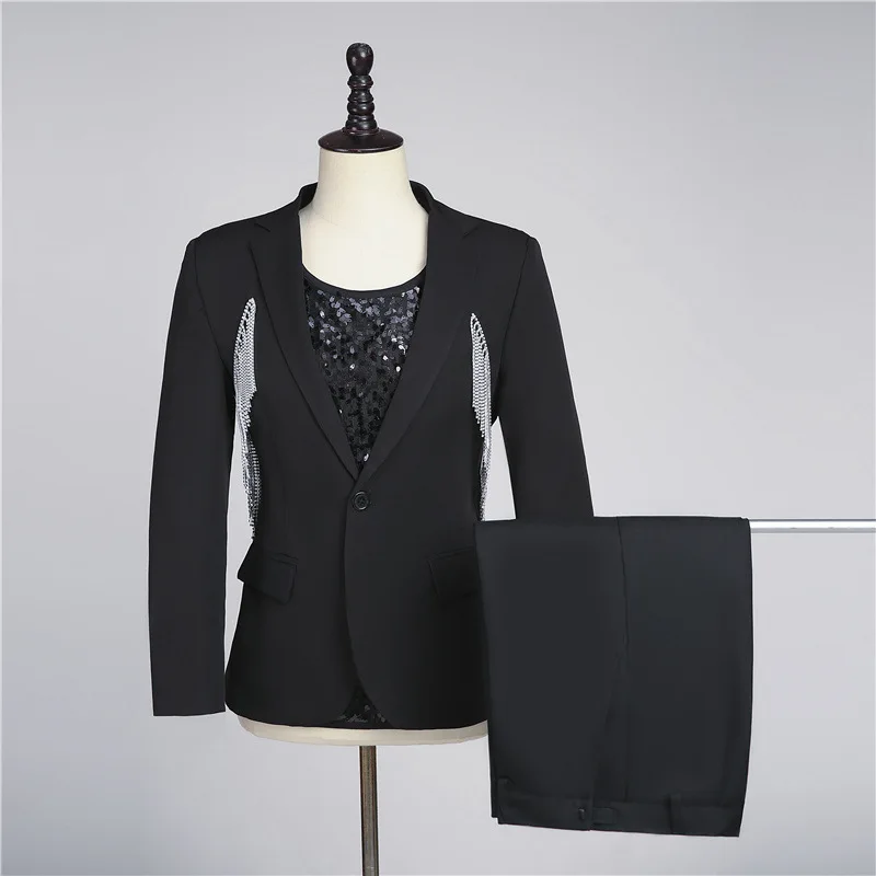 

Cai Xukun's Valentine's suit with tassel black suit