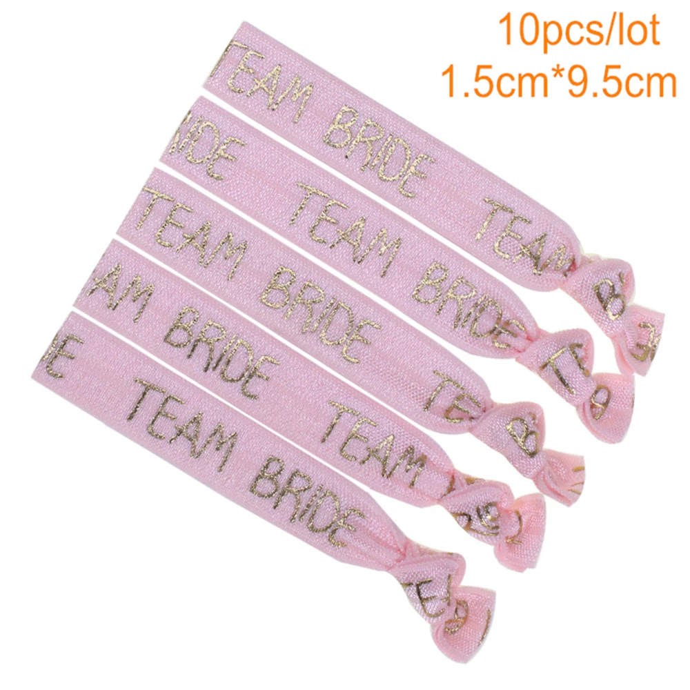 Team bride Pink Девичник вечерние 10 шт. браслет Команда Невеста To Be Tribe повязка на руку голова Веревка Аксессуары для волос девичьи вечерние свадебные принадлежности, Q - Цвет: Team bride Pink