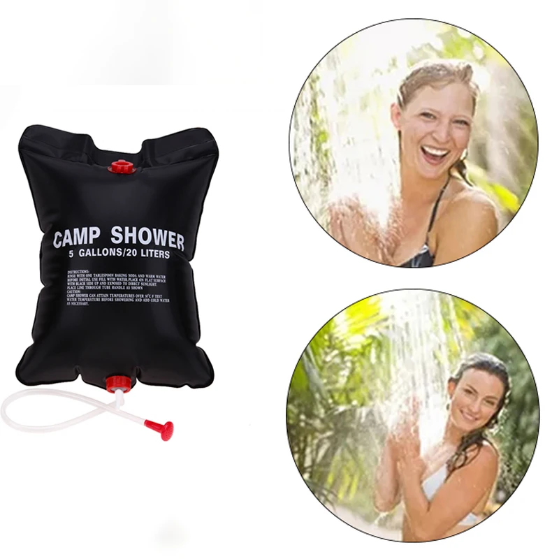 

20L Solar Camping Shower Water Bag Portable Folding Outdoor Climbing Bath Equipment Shower Head Switchable Body Clean Water Bags
