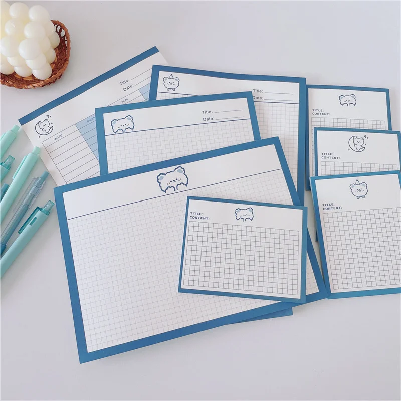 

Cartoon Cute Blue Bear Memo Pad Korean Ins B5 Notepad Student Kawaii Loose-leaf Diary Class Notes School Stationery 30 Sheets