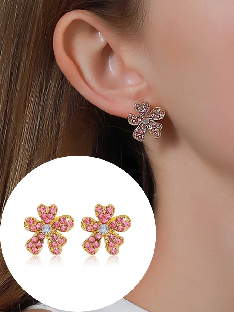 ZYZQ милые серьги с цветами для женщин пятилепестковым цветком и кристаллами