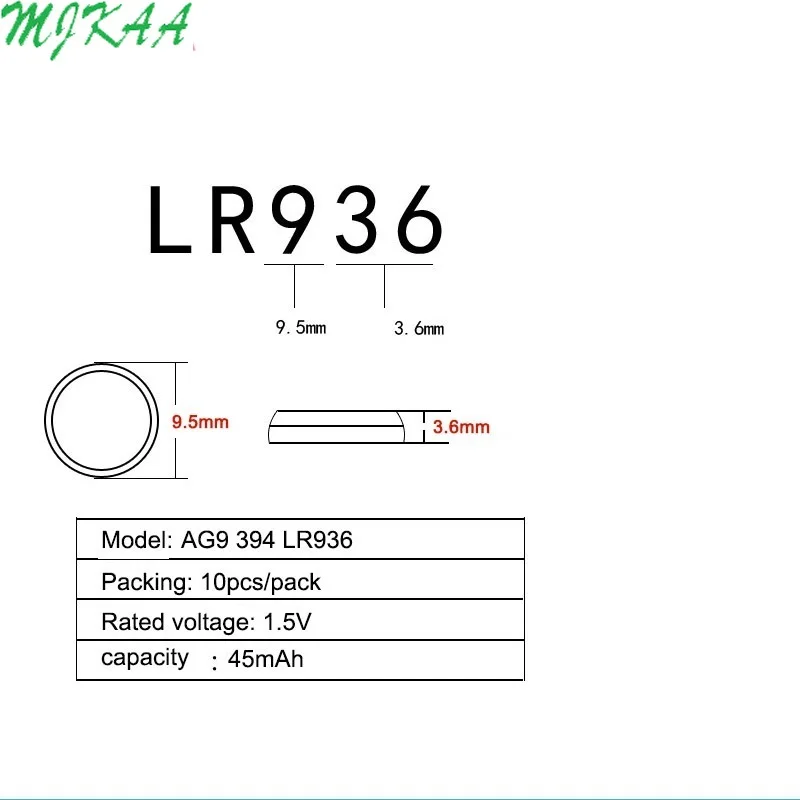 20шт./упак. AG9 SR936SW часовая батарейка монетная SR936 936A 194 394 394-1W 280-17x10 1 55 V | Электроника