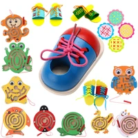 1piece kids diy eva clock learning education fashion toddler lacing shoes montessori kids wooden toys children toys