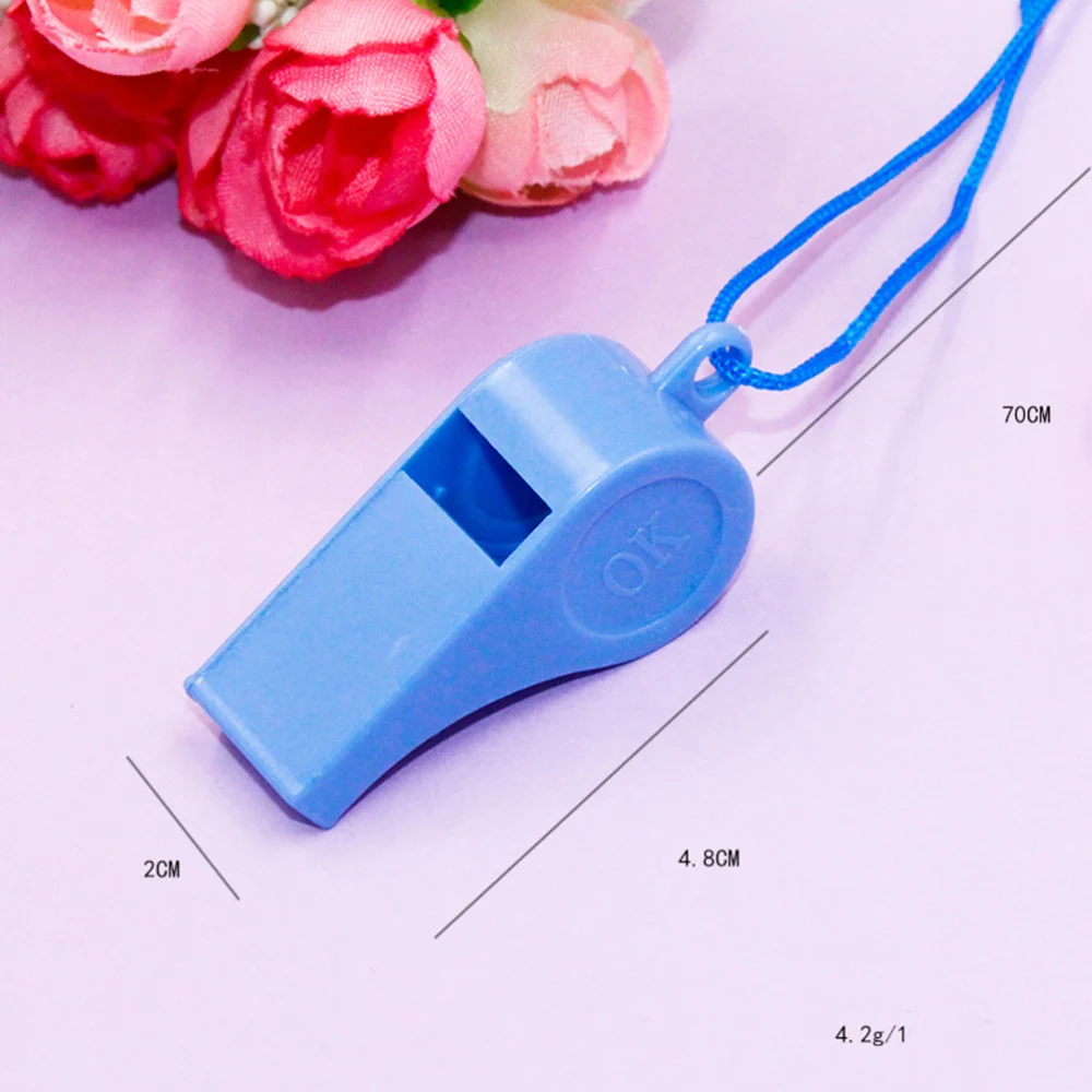 

72 Pcs ABS Sport Game Whistles Cheering Lifeguard Whistle Hanging Keychain Lanyard Keychain for Kids Outdoor Camping Hiking (Mix