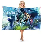 Быстросохнущее пляжное полотенце Genshin Impact Keqing, полотенце из микрофибры для лица, полотенце для ванны и серфинга