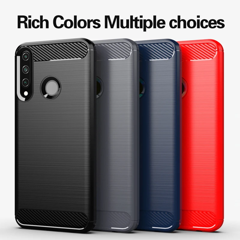 

For Huawei Y6p Case Silicone Soft TPU Ultra Slim Cover Carbon Fiber Pattern Brushed Cases For Huawei Y6p 2020 Phone Case New