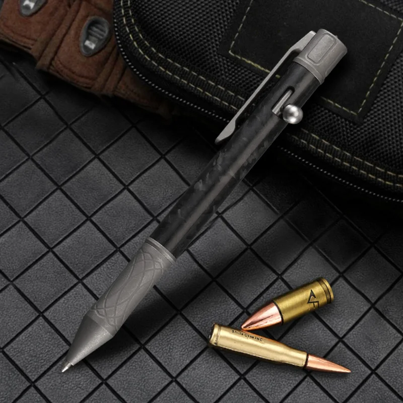 Beli Pena Taktis Serat Karbon Pena EDC Bolt Titanium Alloy Pena Tanda Bisnis Pria Pertahanan Diri