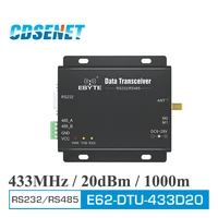 433mhz 20dbm 1km range rs232 rs485 wireless lora modem transceiver fhss 16k128kbps tdd transparent transmission e62 dtu433d20