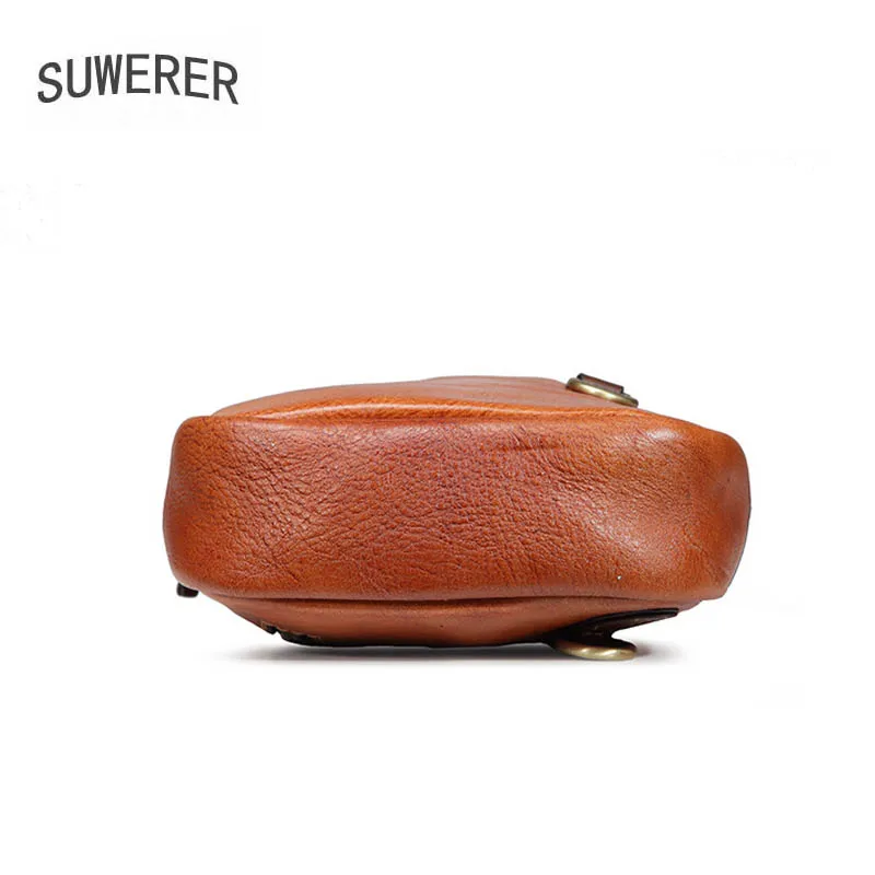 

SUWERER Genuine Leather bag real leather cowhide chest bag men's casual men's backpack shoulder messenger bag leather men's bag