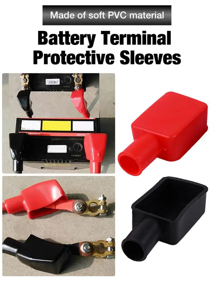

1 Pair Of Battery Terminal Protective Sleeves (Red & Black) Battery Terminal Protective Cover Battery Terminal Protective Cover