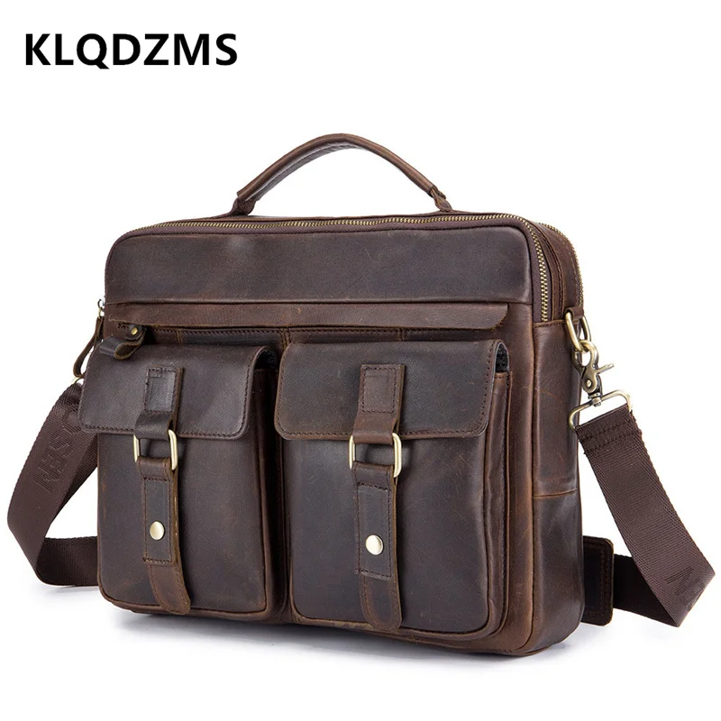 KLQDZMS Men's Briefcase Men's Leather Bags Business Briefcase Fashion Men's Messenger Bag Office Business Handbag Laptop Bag
