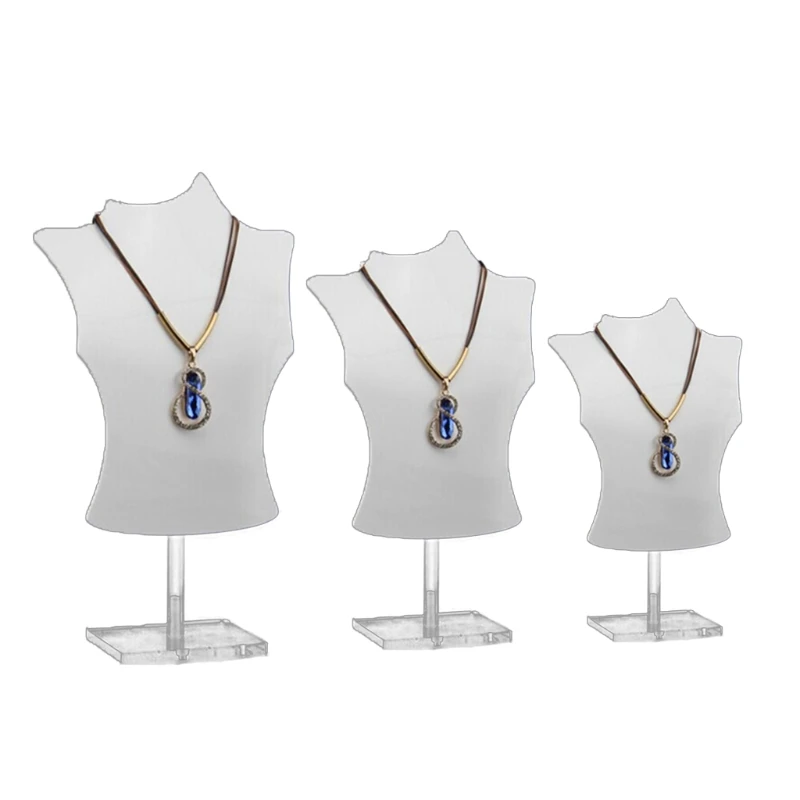 

3D Acrylic Mannequin Necklace Jewelry Display Holder Bust Stand Pendant Chain Chokers Lockets Earrings Stand Shelf Storage