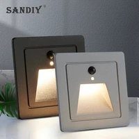 sandiy outdoor wall lamp recessed nightlight waterproof luminaire 3w pir motion sensor step lights for corridor square garden