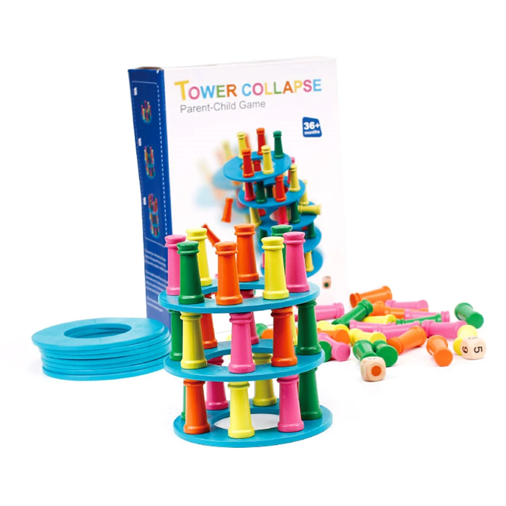 Раннего образования строительный блок детей укладки пиццы наклон башни коллапс