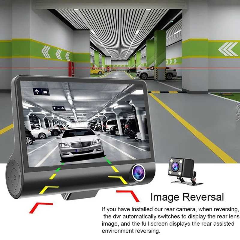 4&quot 3 Lens Car Dvr Cameras Dual With Rearview Camera Video Recorder Auto Registrator Dvrs 170 Degree Wide Angle Dash | Автомобили и