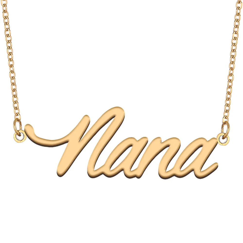 

Nana Nameplate Necklace for Women Stainless Steel Jewelry Gold Plated Name Chain Pendant Femme Mothers Girlfriend Gift