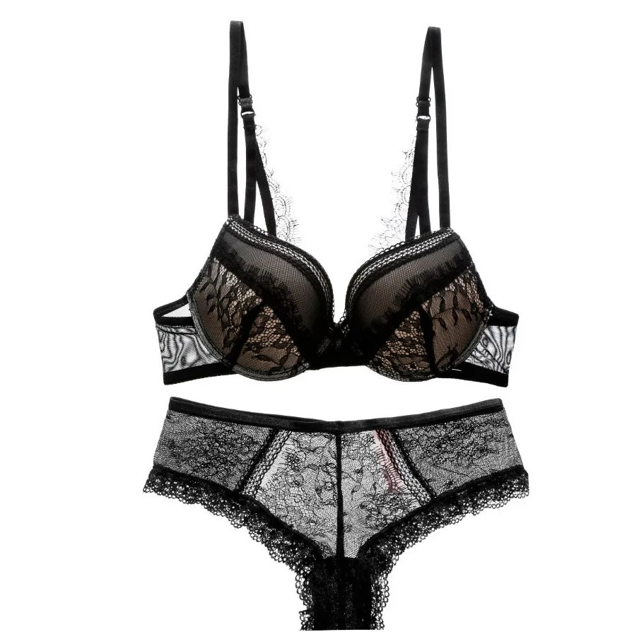 Сексуальный бюстгальтер и короткие трусики наборы кружевной супер с вкладышами