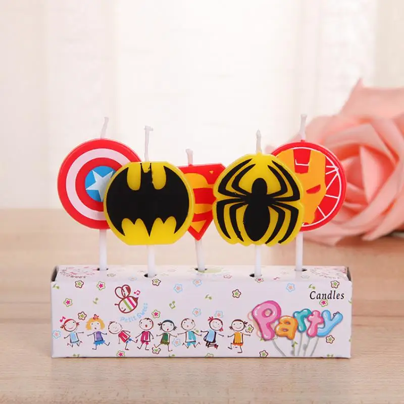 5 шт./компл. Прохладный Super Hero Декор свечи свечка в виде кекса топперы на торт