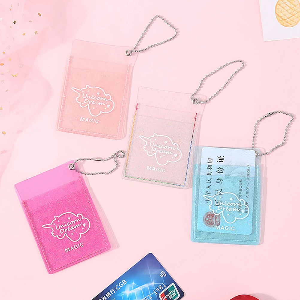 Блестящий Прозрачный чехол для ID кредитных карт женщин паспорта кошелек мини