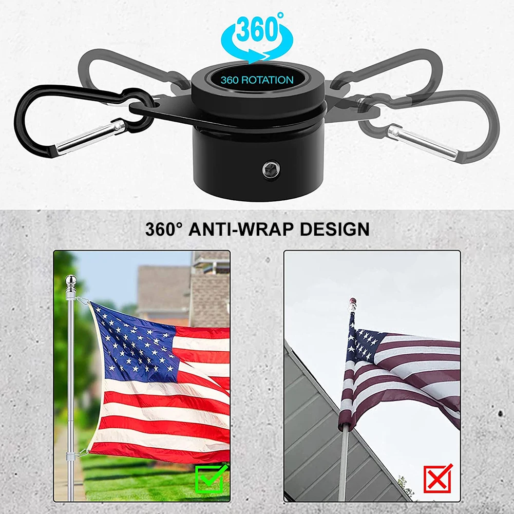 

1 Pair Aluminum Alloy Flag Pole Flagpole Rotating Rings Clip Anti Wrap Grommet Mounting Attachments for 1.26 Inch Flagpole Tools